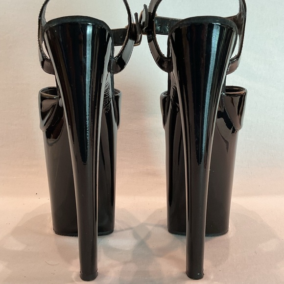 PLEASER FLAMINGO 808 Black 4inch Platform 8inch Heels Ankle strap Worn once SZ 6 - Picture 4 of 14